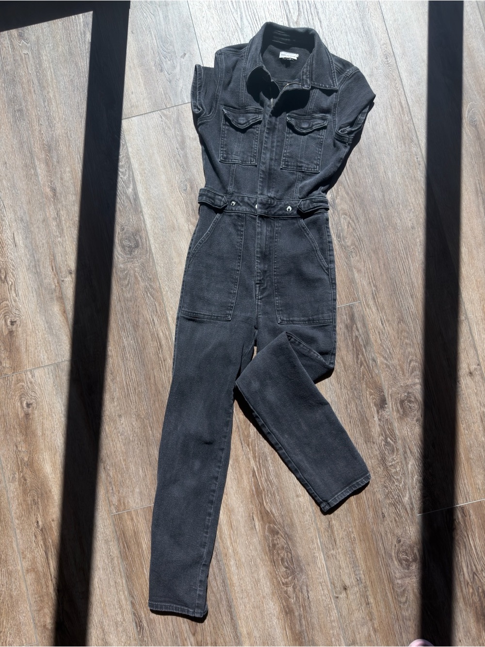 Good American Black Denim Jumpsuit